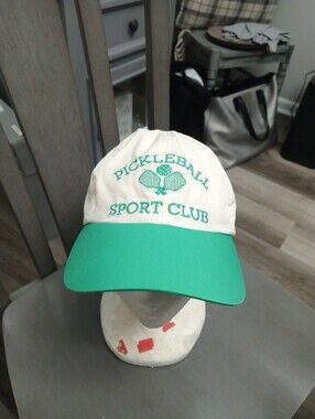 Adjustable White and Green  Adults Pickleball Baseball Cap